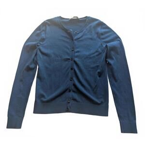 LOFT Navy Blue Button-Up Cardigan Sweater Size Small